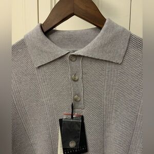 Bartolini Merino Wool Gray Button-Up Polo Shirt